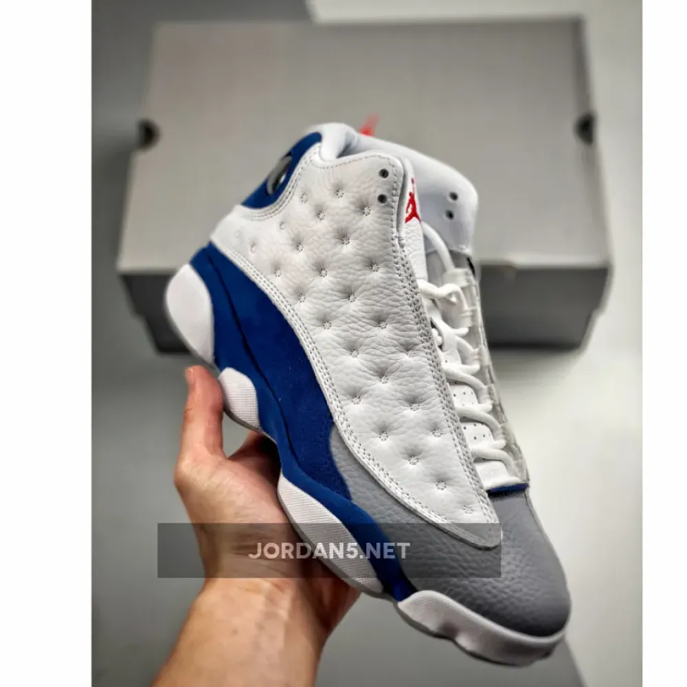 Air Jordan 13 White/Fire Red-French Blue-Light Steel Grey  414571-164