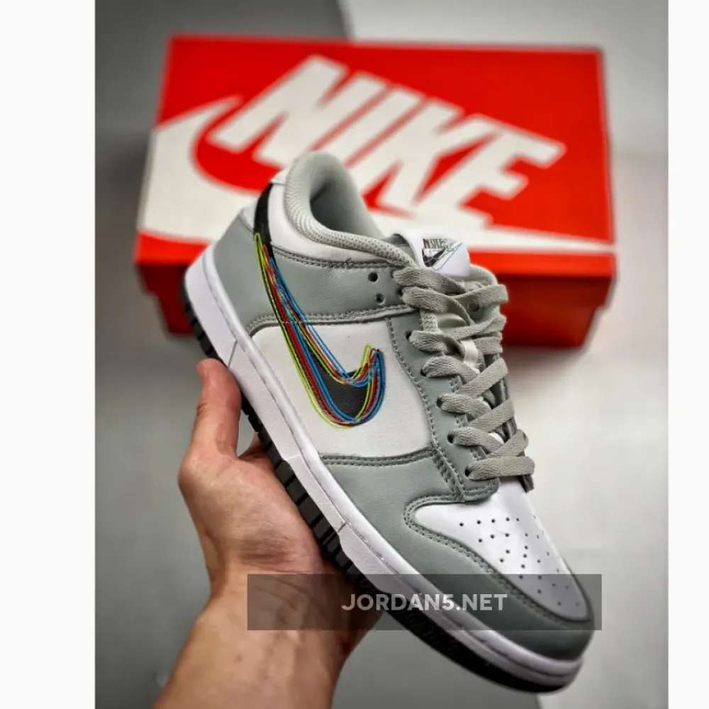 Nike Dunk Low 3D Swoosh White Grey  DV6482-100