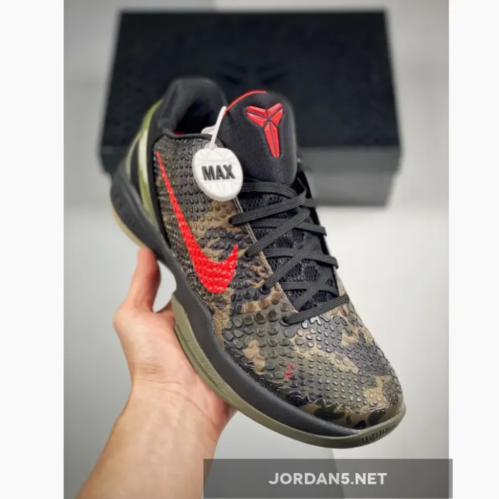 Nike Zoom Kobe VI ‘Italian Camo’ Black/Khaki-Olive-Crimson 429659-900