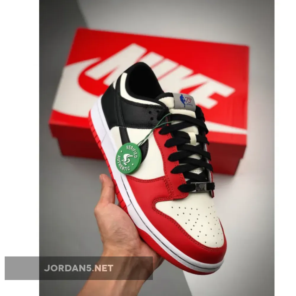 NBA x Nike Dunk Low EMB ‘Chicago’ Sail/Black-Chile Red DD3363-100