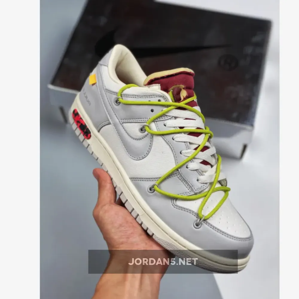 Off-White x Nike Dunk Low “08 of 50” Sail Grey Red