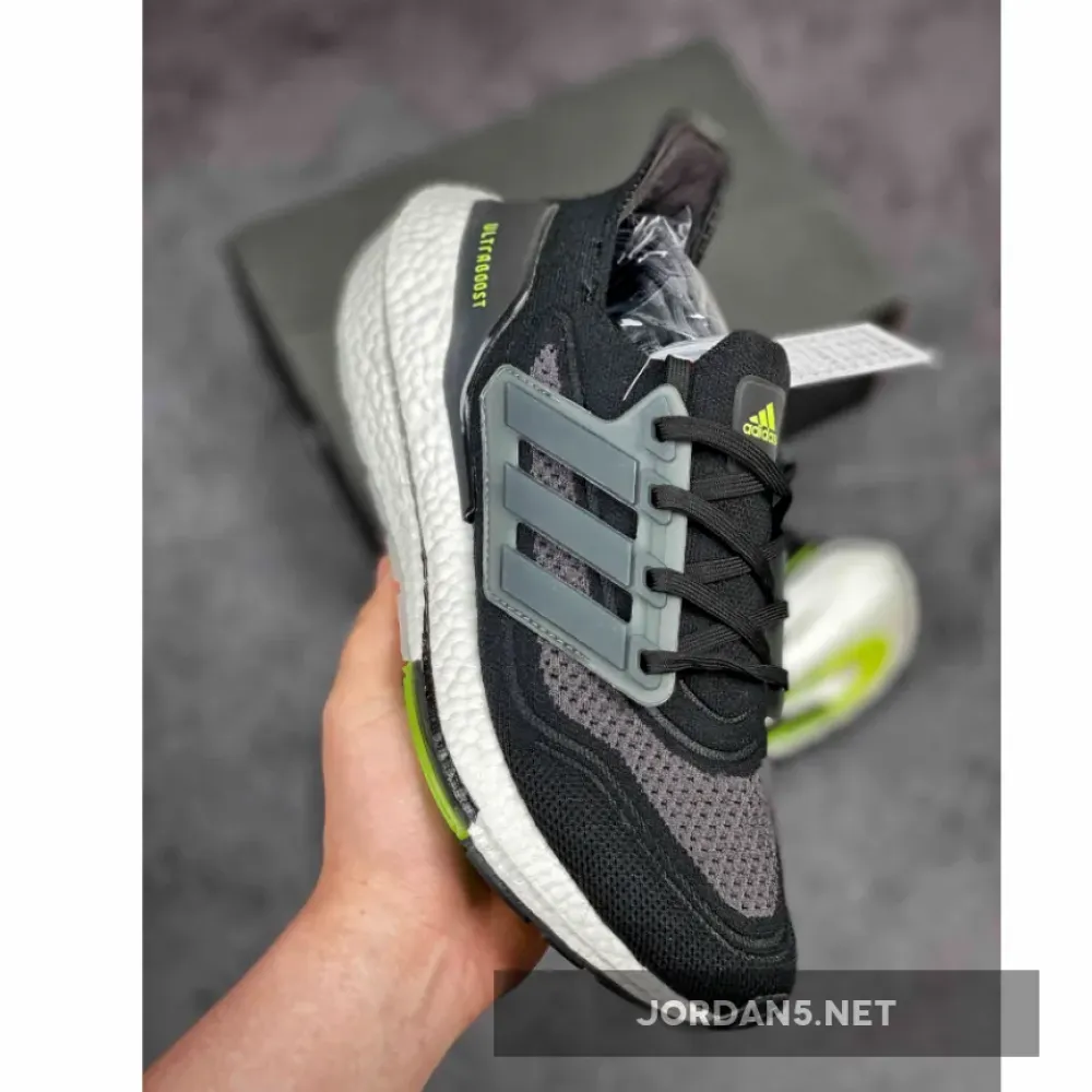 adidas UltraBOOST 21 Black/Silver Metallic/Solar Yellow FY0374