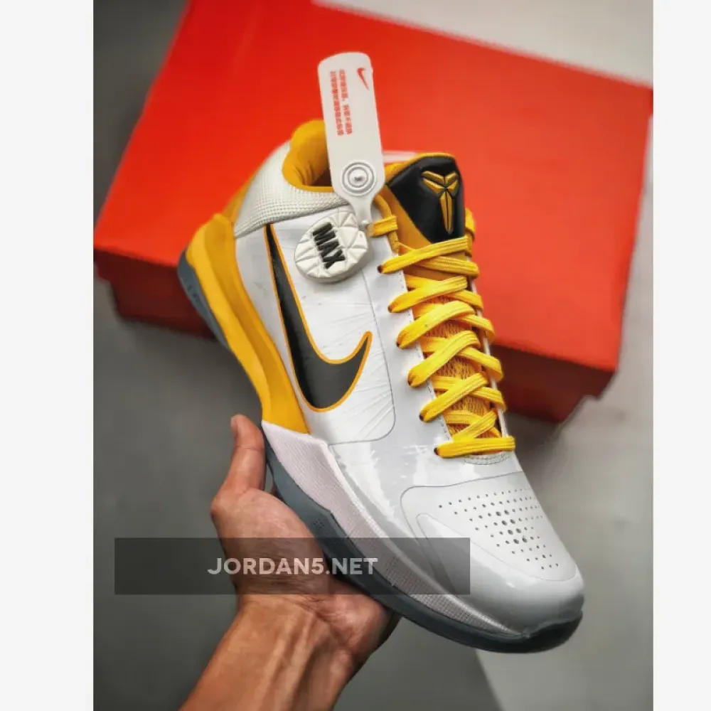 Nike Zoom Kobe 5 White/Black-Del Sol-Metallic Silver 386430-104