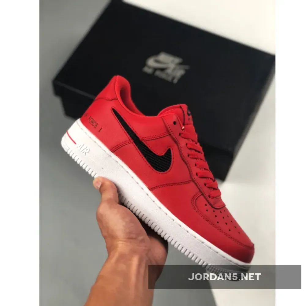 Nike Air Force 1 Red With Cut-Out Swooshes CZ7377-600