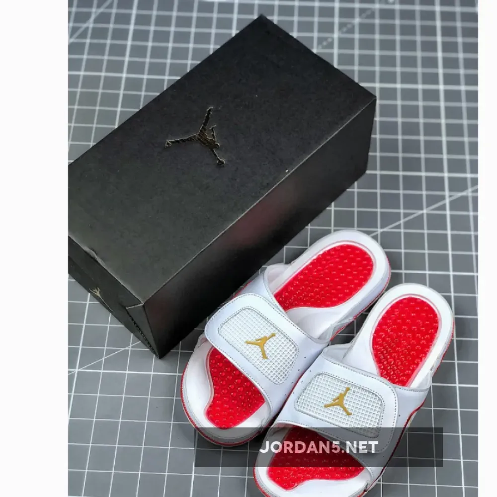 Air Jordan Hydro 13 White Red Gold