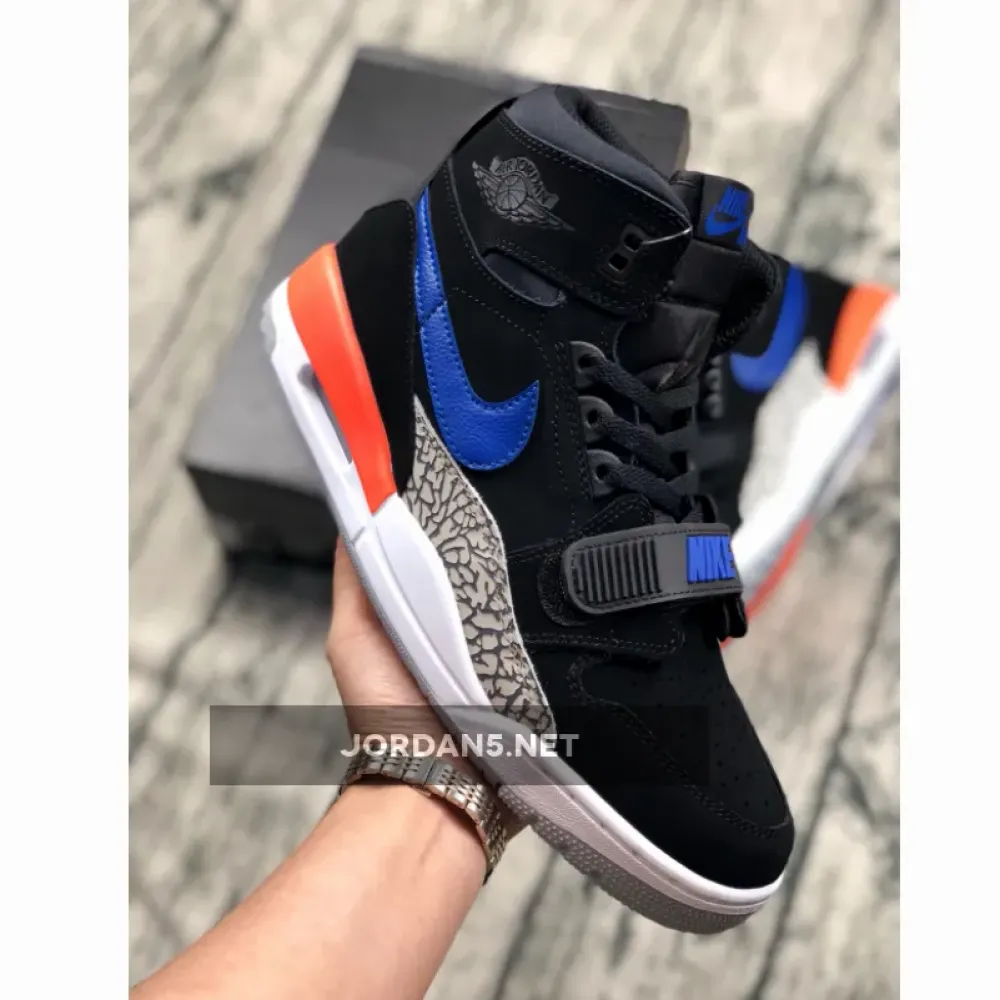 Air Jordan Legacy 312 “Knicks” Black/Rush Blue-Brilliant Orange AV3922-048