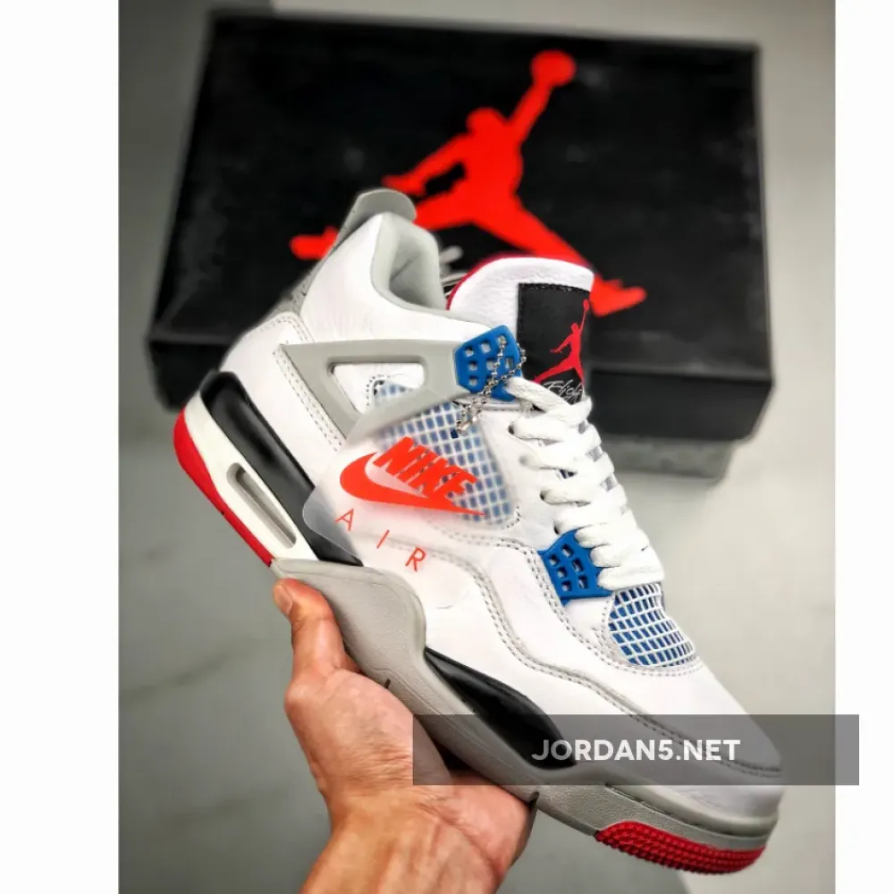 Air Jordan 4 “What The” White/Fire Red-Tech Grey-Military Blue CI1184-146