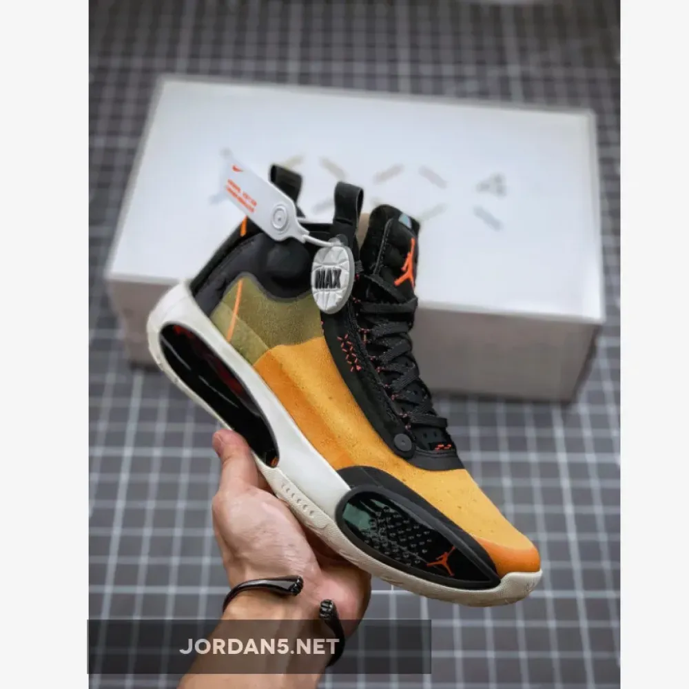 Air Jordan 34 Amber Rise/Black-Sail-Metallic Silver  AR3240-800