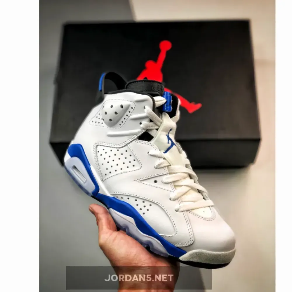 Air Jordan 6 Retro White/Sport Blue-Black  384664-107