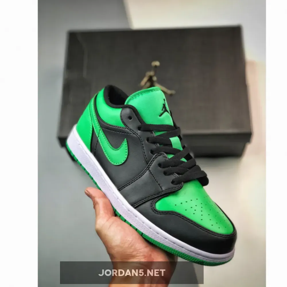 Air Jordan 1 Low Black/Lucky Green-White  553558-065