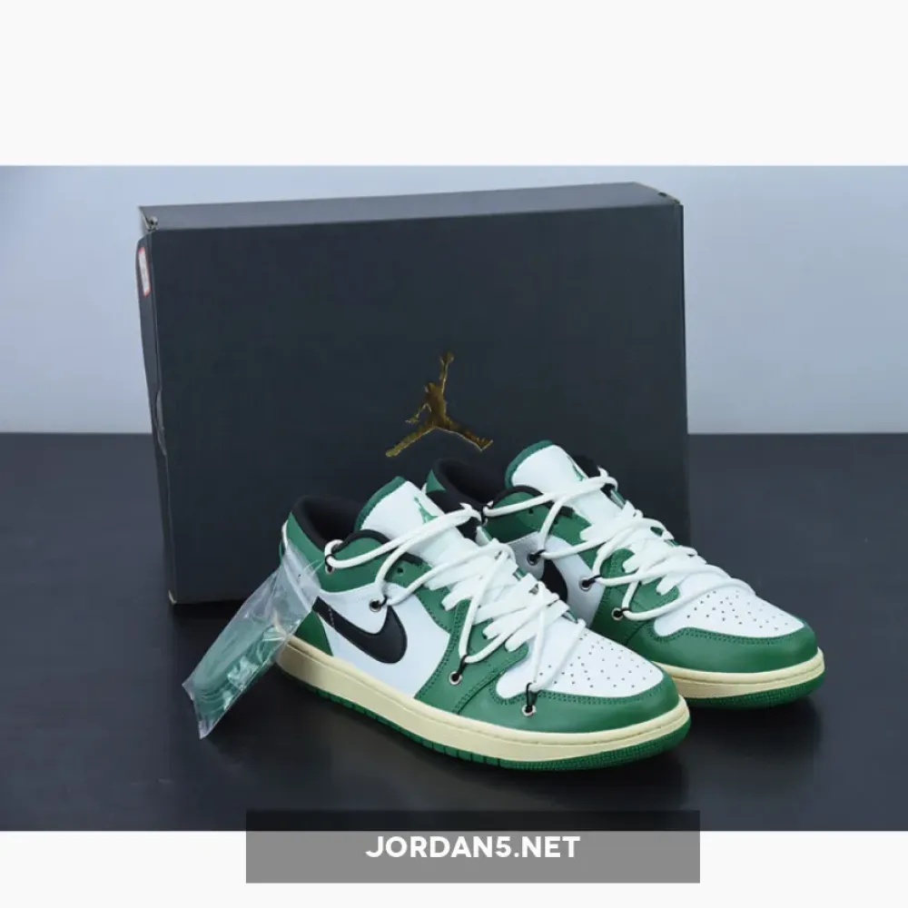 Custom Air Jordan 1 Low Pine Green White
