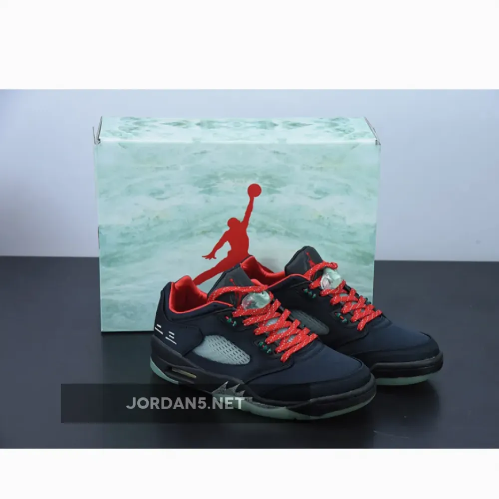 Clot x Air Jordan 5 Low Black Red Volt  DM4640-036