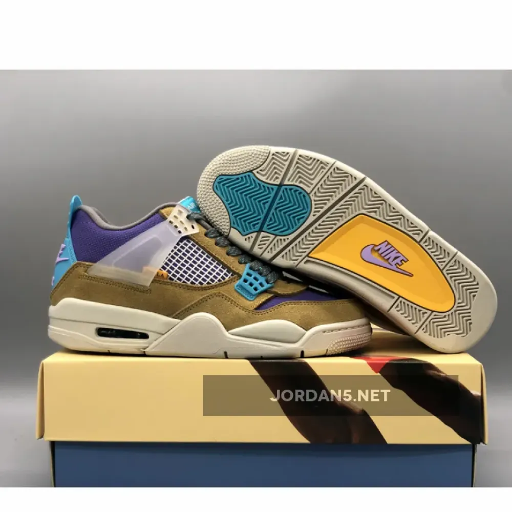 Union x Air Jordan 4 Desert Moss/Turquoise Blue-Dark Iris  DJ5718-300