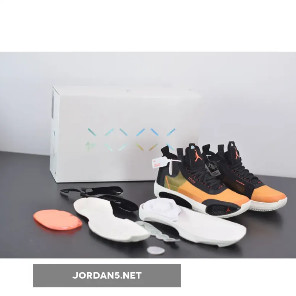 Air Jordan 34 Amber Rise/Black-Sail-Metallic Silver  AR3240-800