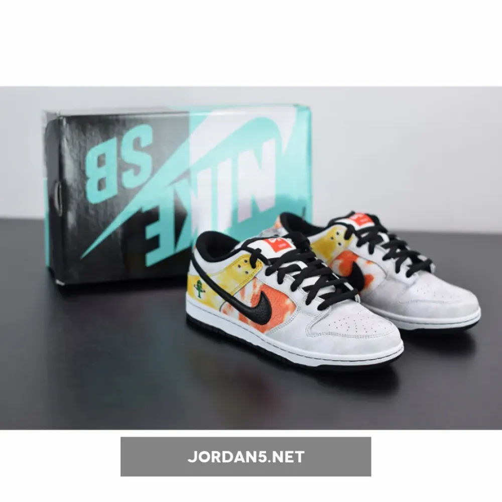 Nike SB Dunk Low “Raygun Tie-Dye” White/Orange Flash  BQ6832-101