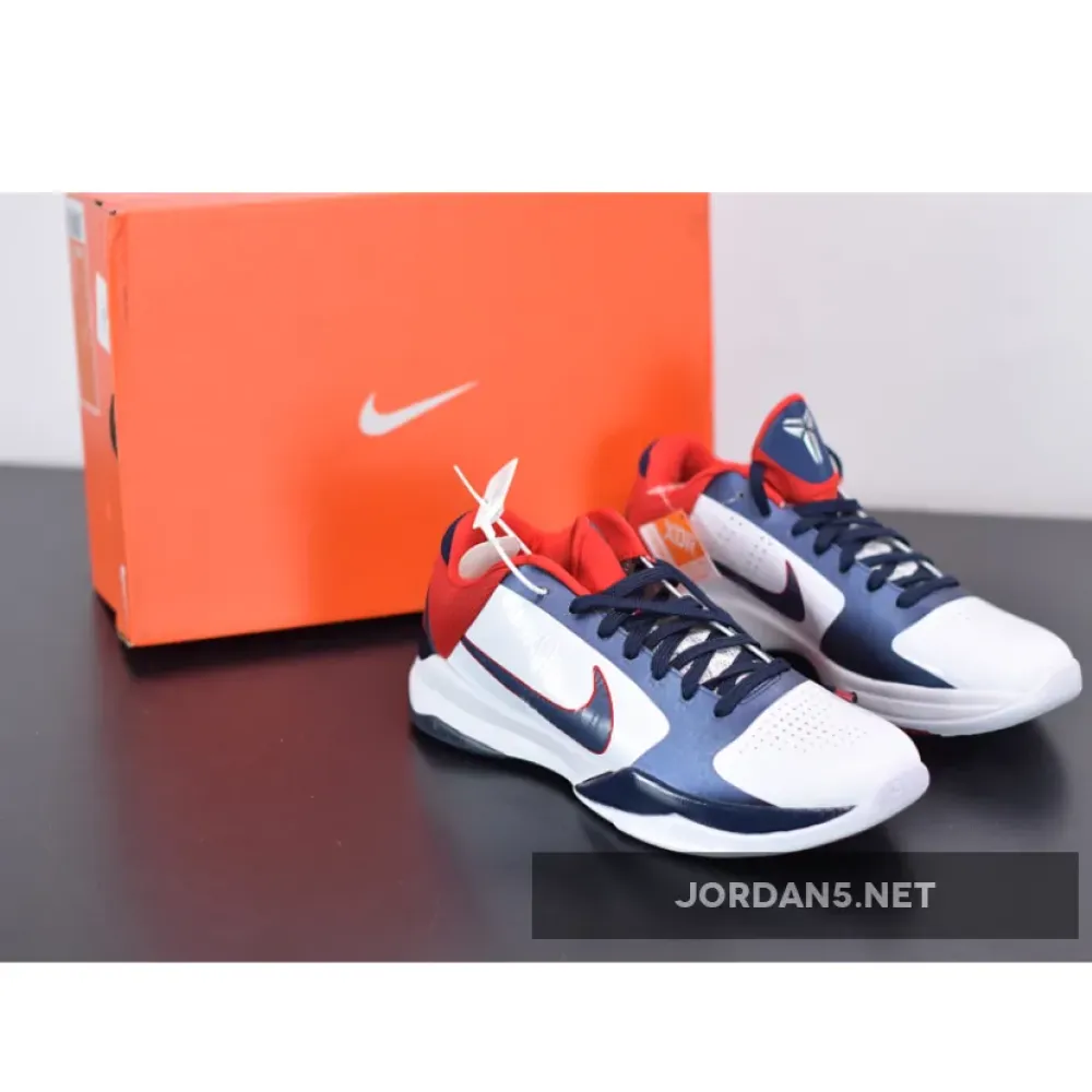 Nike Zoom Kobe 5 “USA” White/Obsidian-Sport Red  386429-103