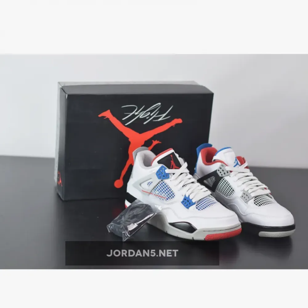 Air Jordan 4 Retro “What The” White/Military Blue-Fire Red-Tech Grey CI1184-146