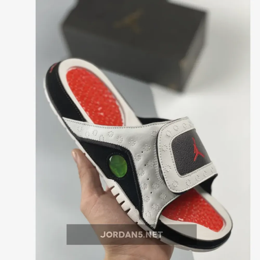 jordan hydro 13 slide white red black  684915-106