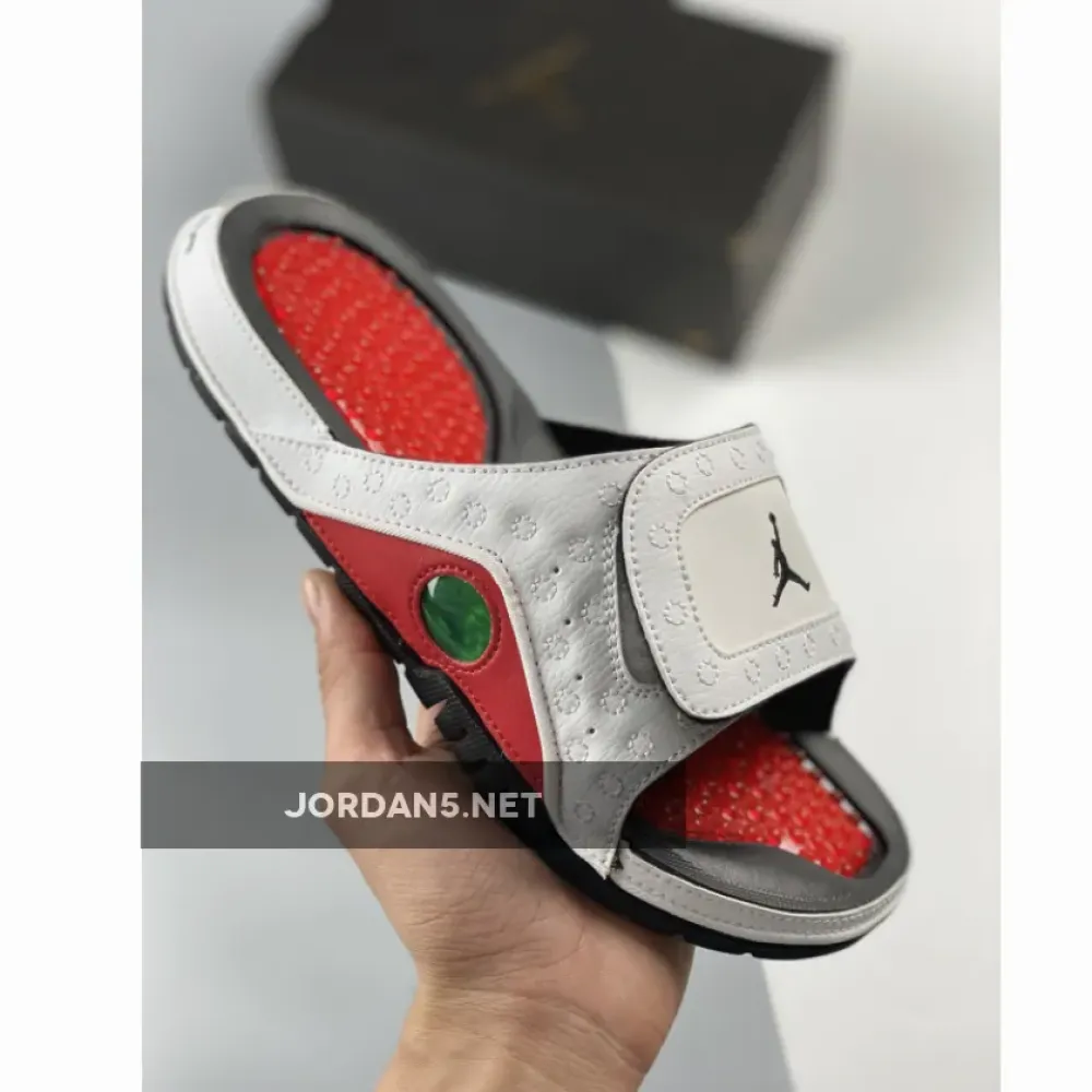 jordan hydro 13 slide white/black-gym red 1681634317