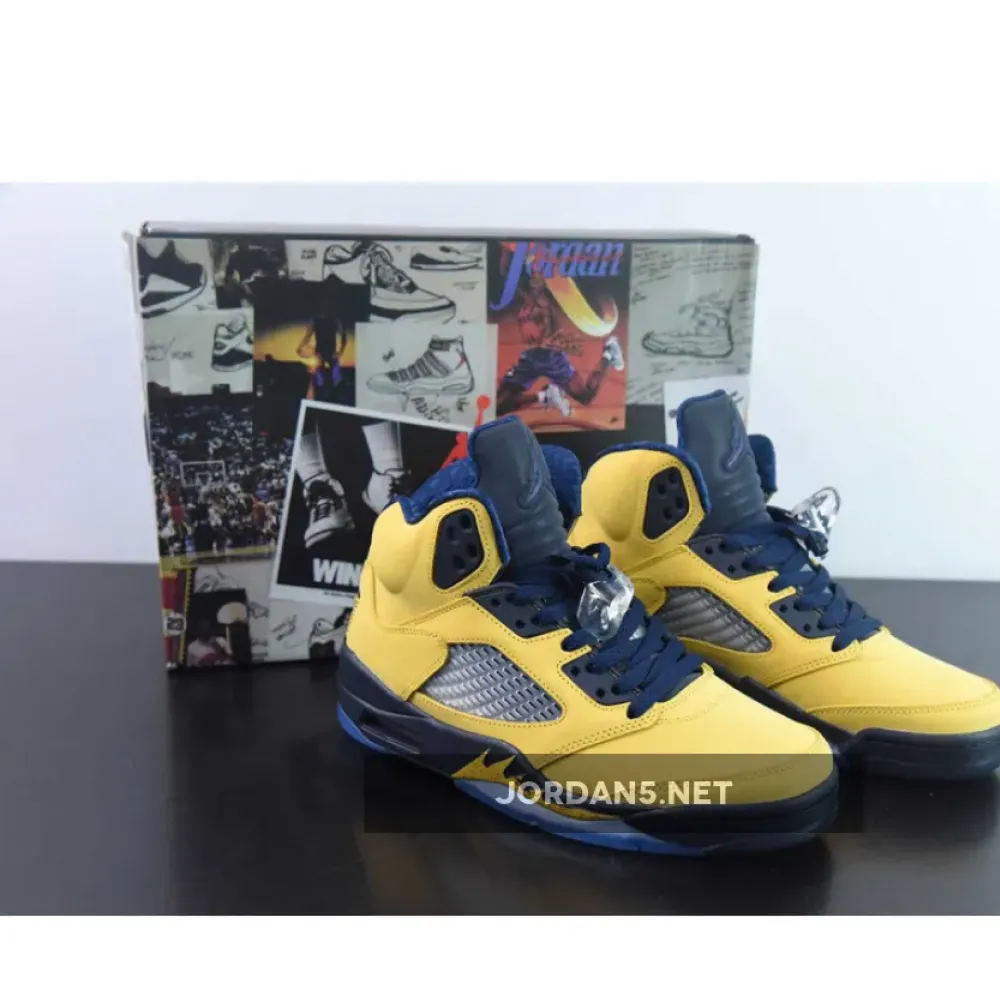 Air Jordan 5 Retro Michigan Amarillo/College Navy  CQ9541-704