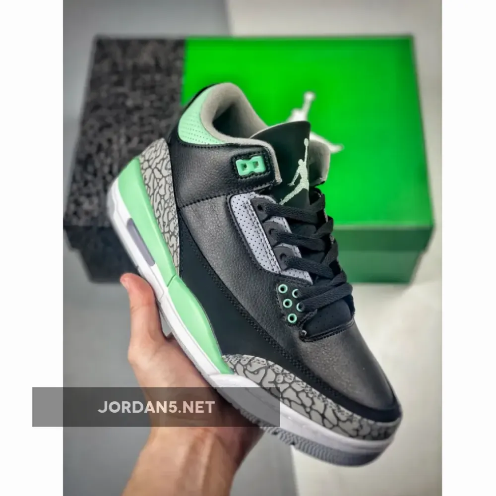Air Jordan 3 Black/Green Glow-Wolf Grey-White  CT8532-031