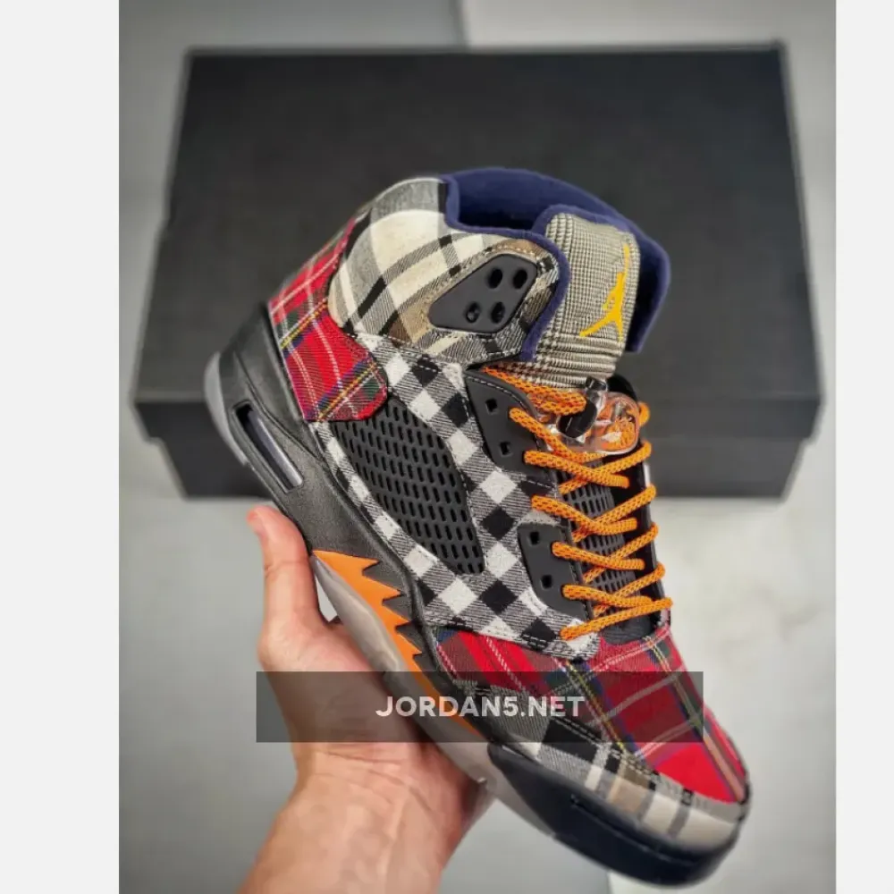 Air Jordan 5 “Plaid” Black/Total Orange-Dark Obsidian  FD4814-008