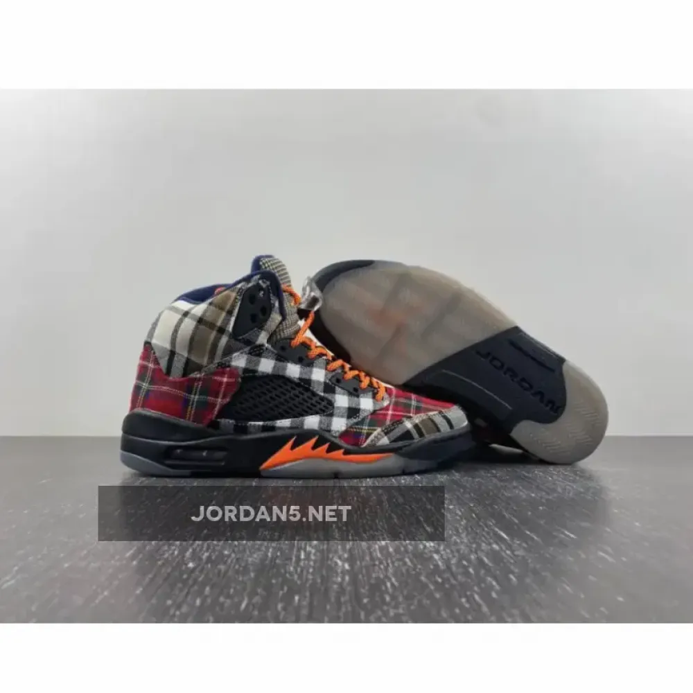 Air Jordan 5 Plaid Black/Total Orange  FD4814-008