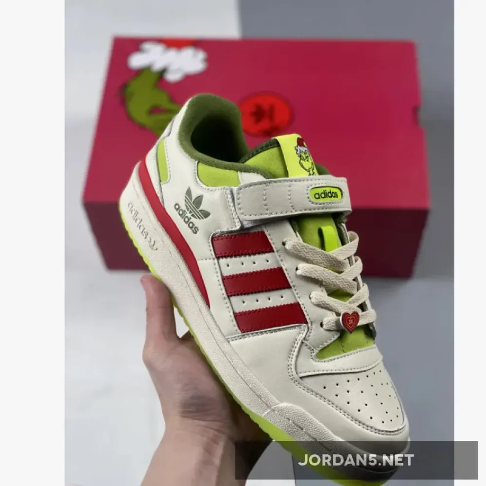 The Grinch x adidas Forum Low Cream White/Solar Slime  ID3512