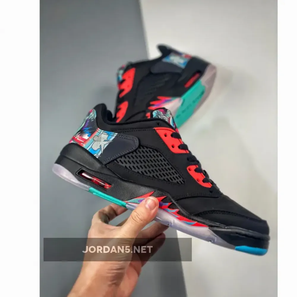 Air Jordan 5 Retro Low Black/Bright Crimson-Beta Blue 840475-060