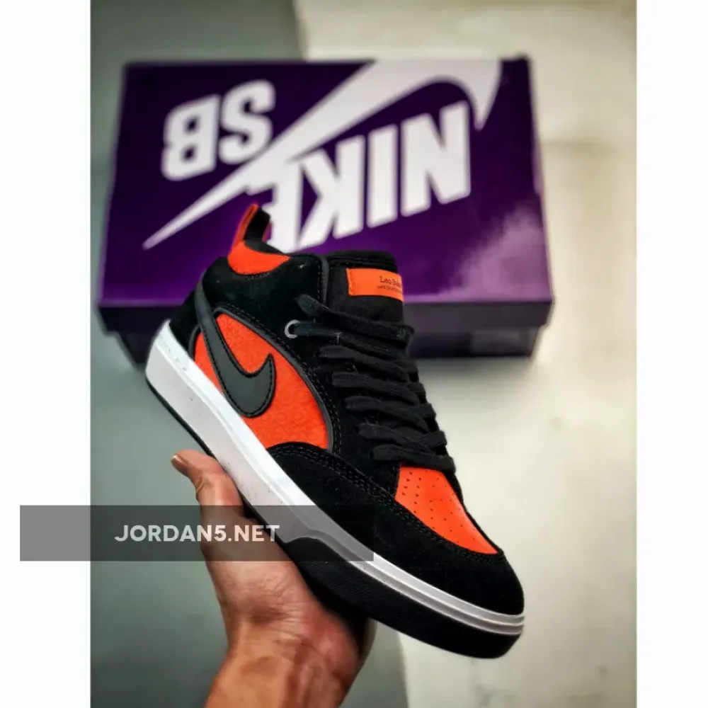 Nike SB React Leo Black Electro Orange  DX4361-002