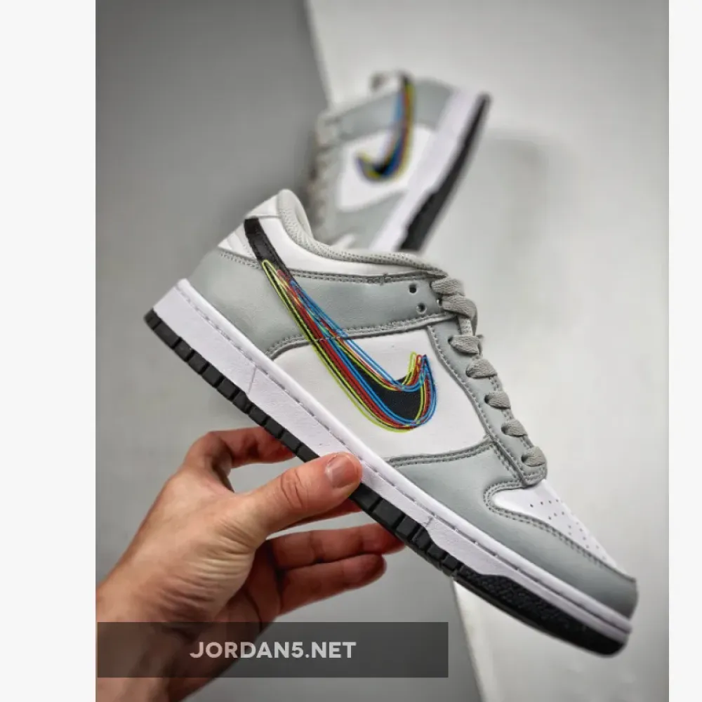 Nike Dunk Low 3D Swoosh White Grey  DV6482-100