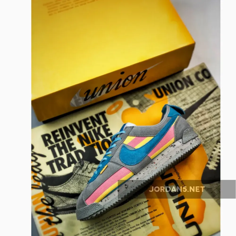 Union X Nike Cortez Blue/Pink-Yellow-Grey  DR1413-002