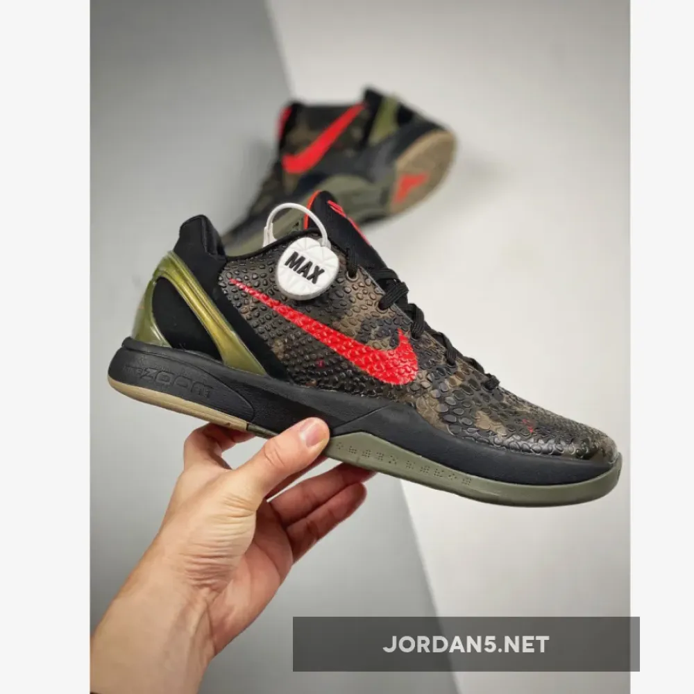 Nike Zoom Kobe VI ‘Italian Camo’ Black/Khaki-Olive-Crimson 429659-900