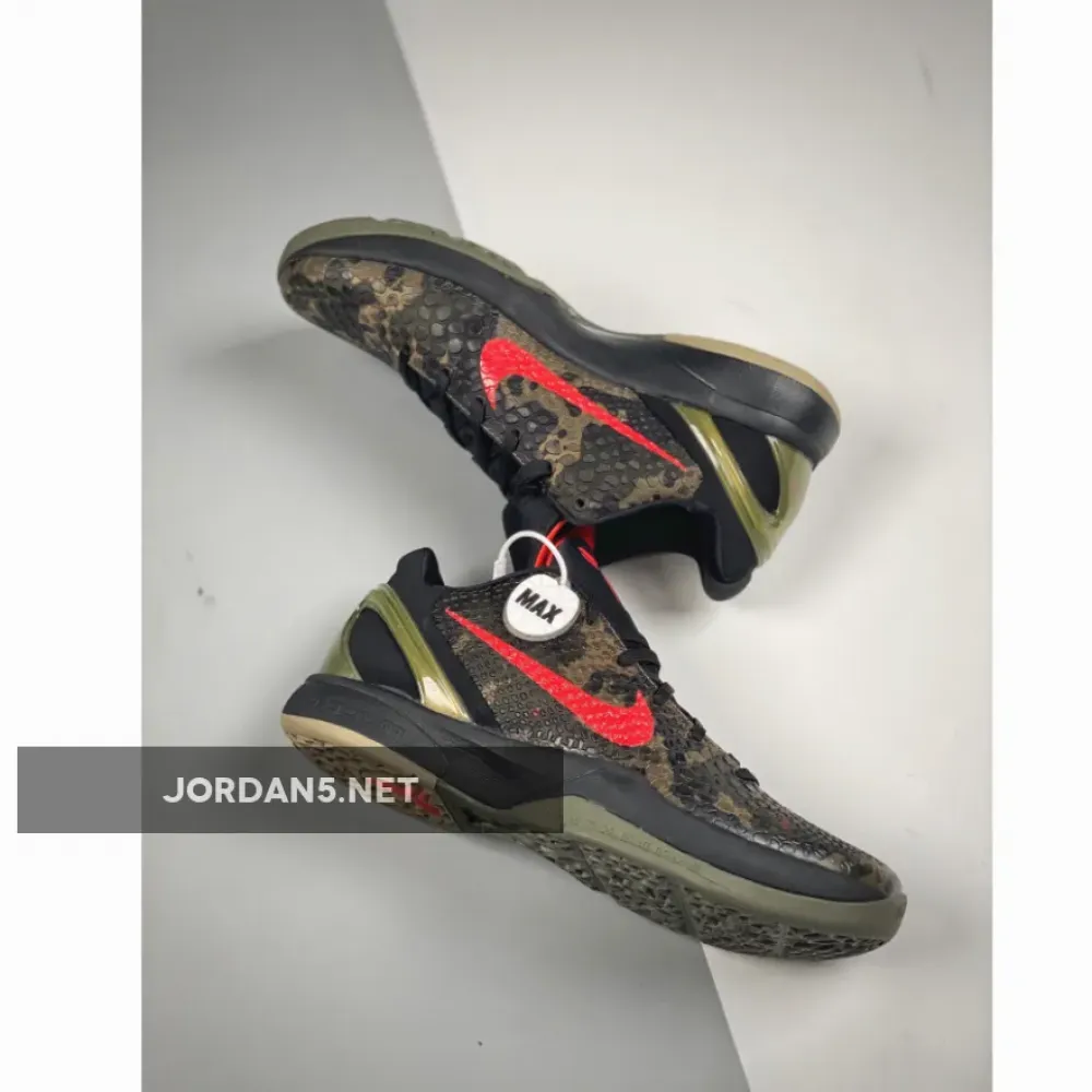 Nike Zoom Kobe VI ‘Italian Camo’ Black/Khaki-Olive-Crimson 429659-900