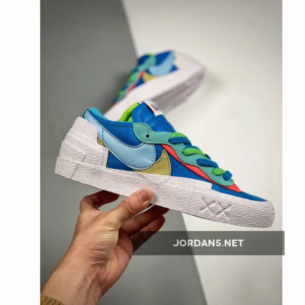 Kaws x Sacai x Nike Blazer Low Blue/Light Blue/Pink/Yellow DM7901-400