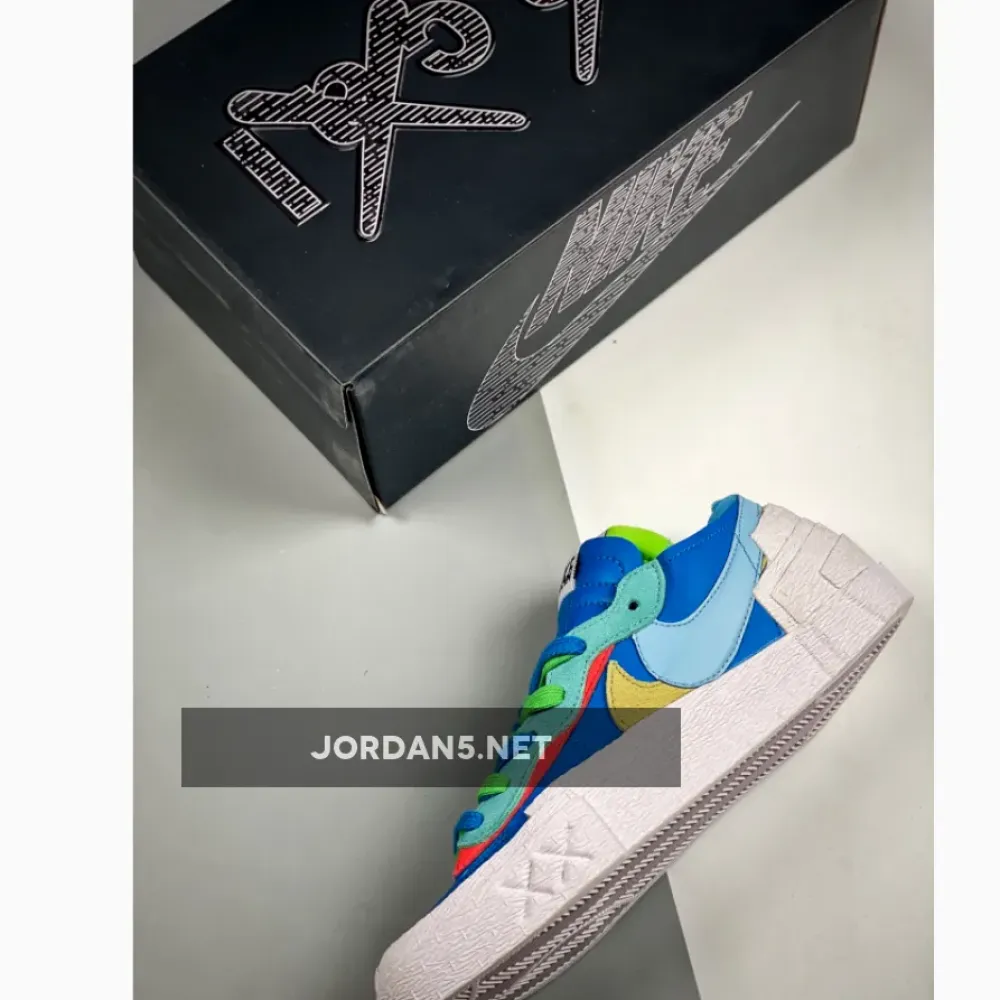 Kaws x Sacai x Nike Blazer Low Blue/Light Blue/Pink/Yellow DM7901-400