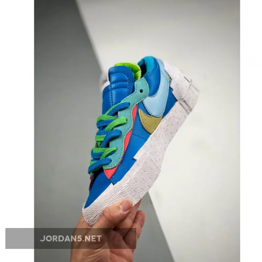 Kaws x Sacai x Nike Blazer Low Blue/Light Blue/Pink/Yellow DM7901-400