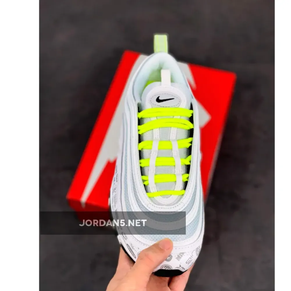 Nike Air Max 97 “Reflective Logo” White/Black-Pure Platinum-Volt DH0006-100