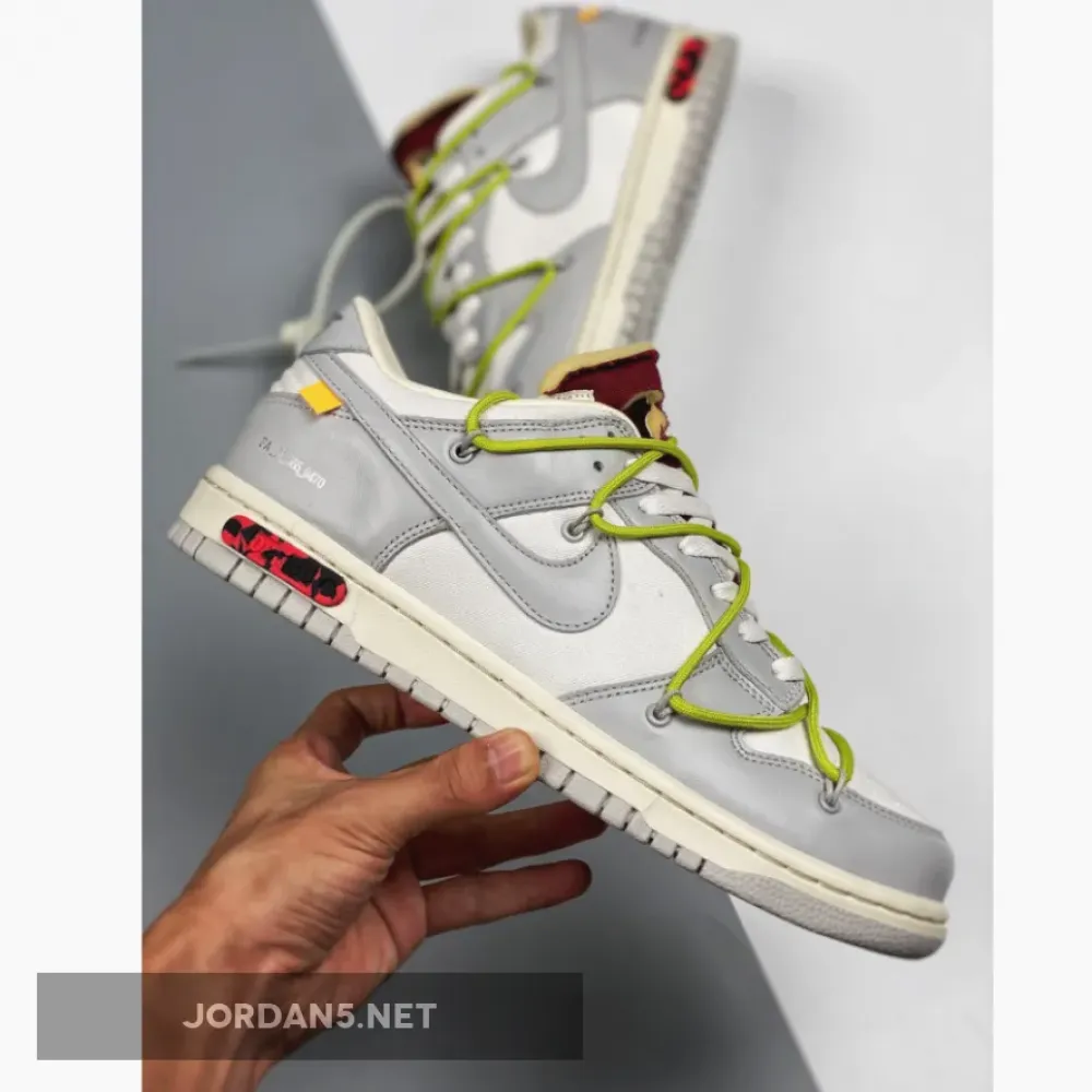 Off-White x Nike Dunk Low “08 of 50” Sail Grey Red