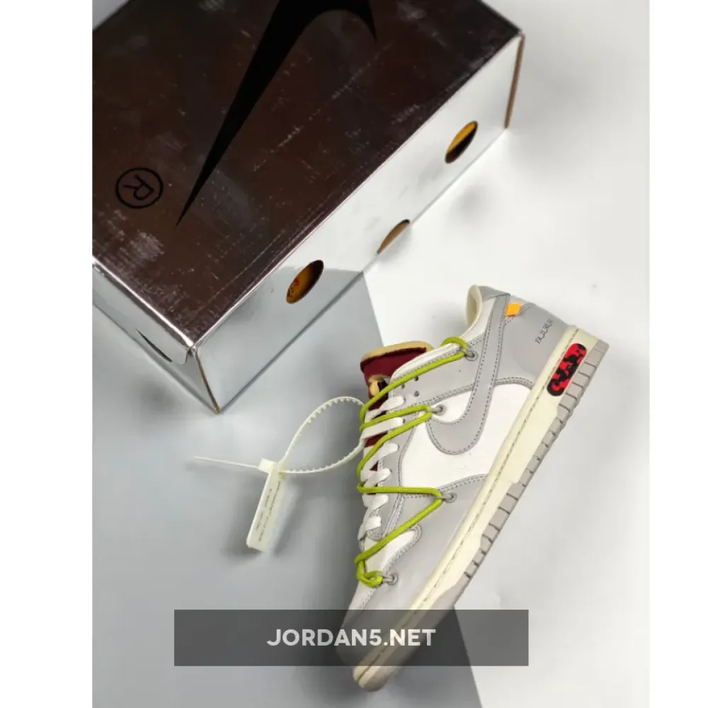 Off-White x Nike Dunk Low “08 of 50” Sail Grey Red