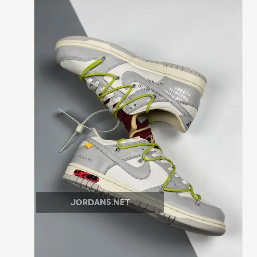 Off-White x Nike Dunk Low “08 of 50” Sail Grey Red