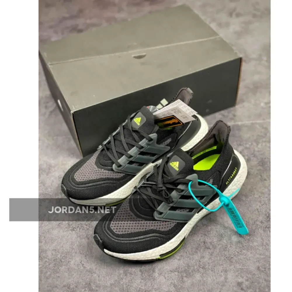 adidas UltraBOOST 21 Black/Silver Metallic/Solar Yellow FY0374