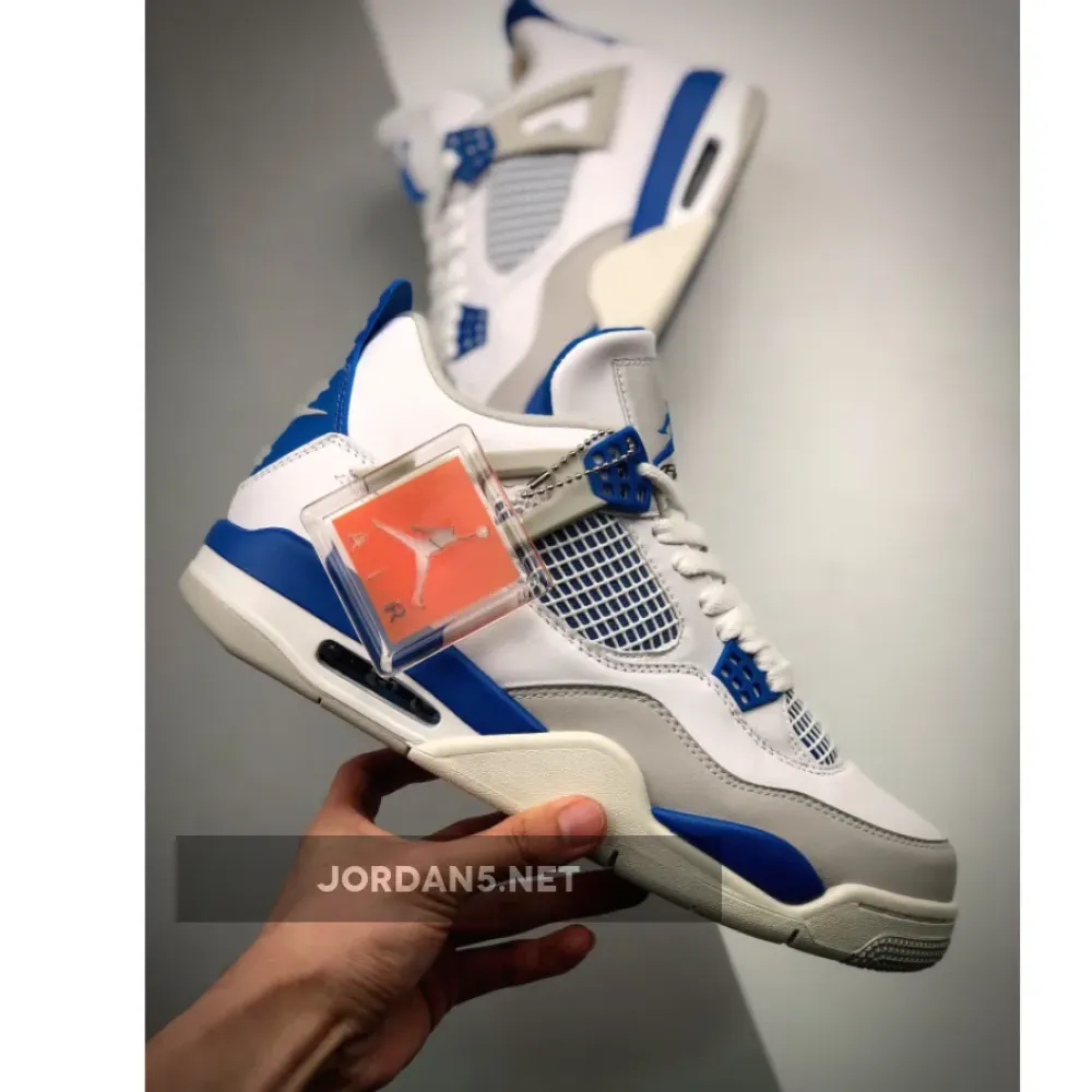 Air Jordan 4 Retro White/Neutral Grey-Military Blue  308497-105
