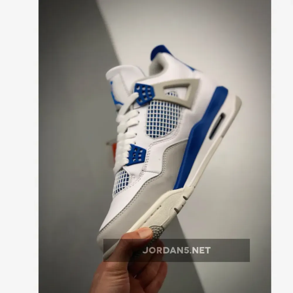Air Jordan 4 Retro White/Neutral Grey-Military Blue  308497-105
