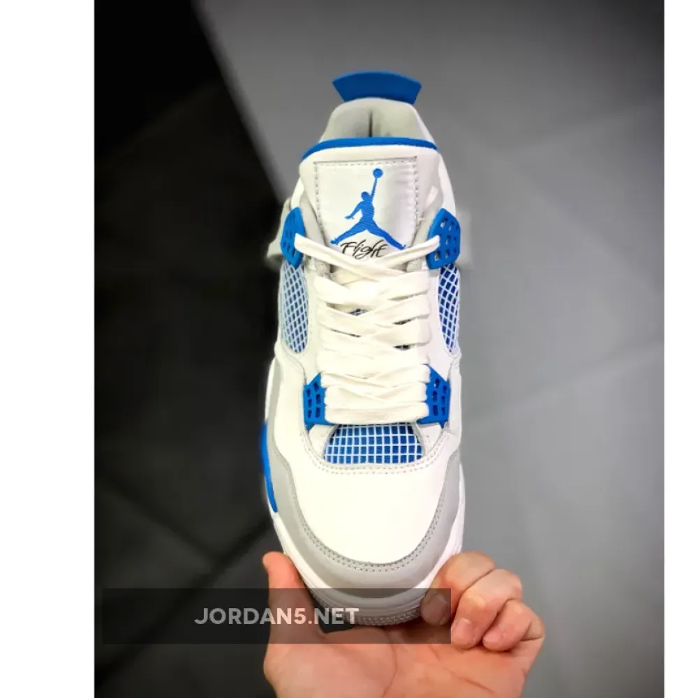 Air Jordan 4 Retro White/Neutral Grey-Military Blue  308497-105