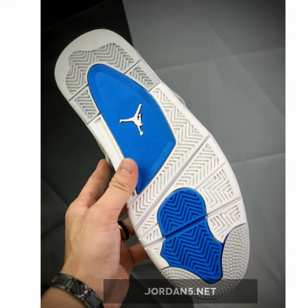 Air Jordan 4 Retro White/Neutral Grey-Military Blue  308497-105
