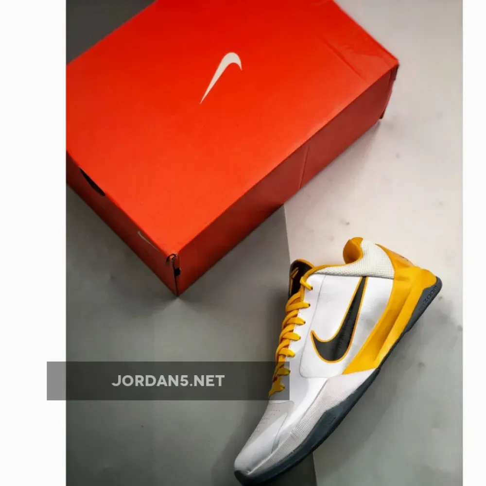 Nike Zoom Kobe 5 White/Black-Del Sol-Metallic Silver 386430-104