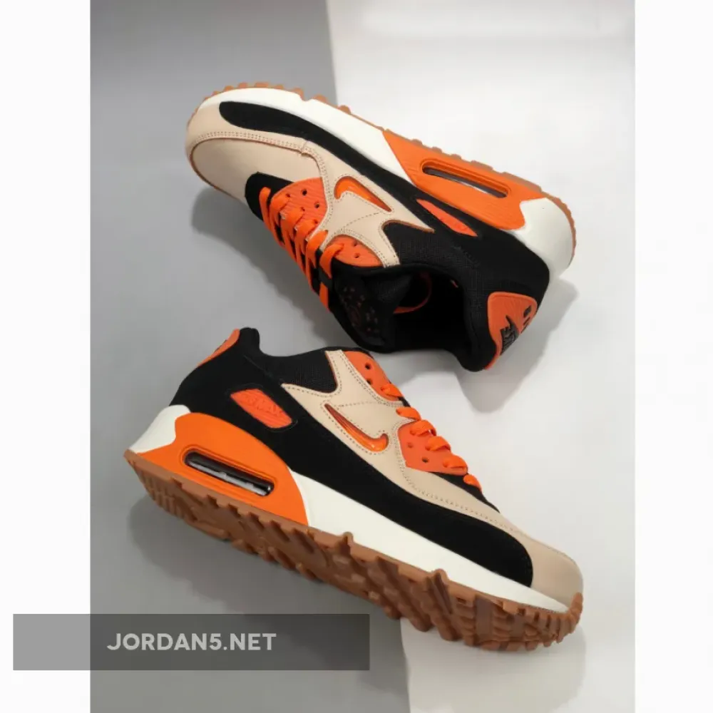 Nike Air Max 90 ‘Home & Away’ Sail/Safety Orange-Black-Gum Medium Brown CJ0611-100