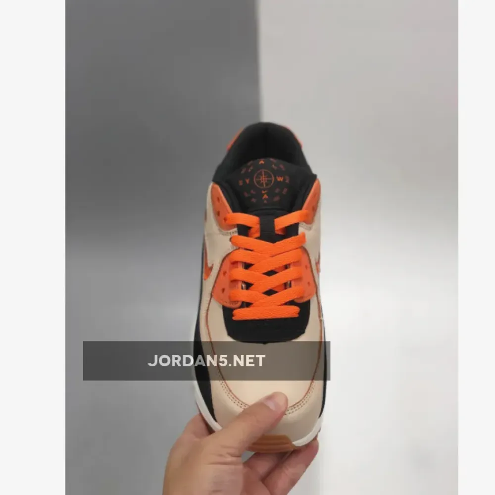 Nike Air Max 90 ‘Home & Away’ Sail/Safety Orange-Black-Gum Medium Brown CJ0611-100