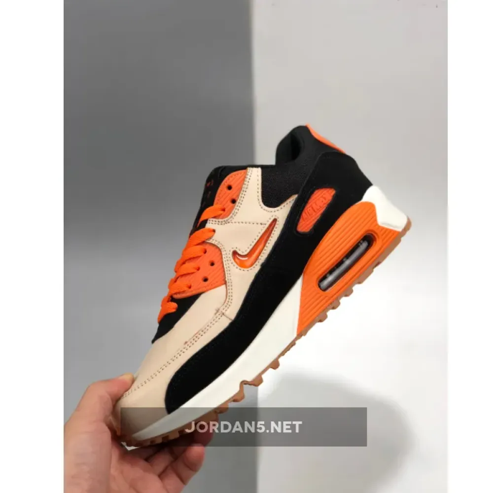 Nike Air Max 90 ‘Home & Away’ Sail/Safety Orange-Black-Gum Medium Brown CJ0611-100
